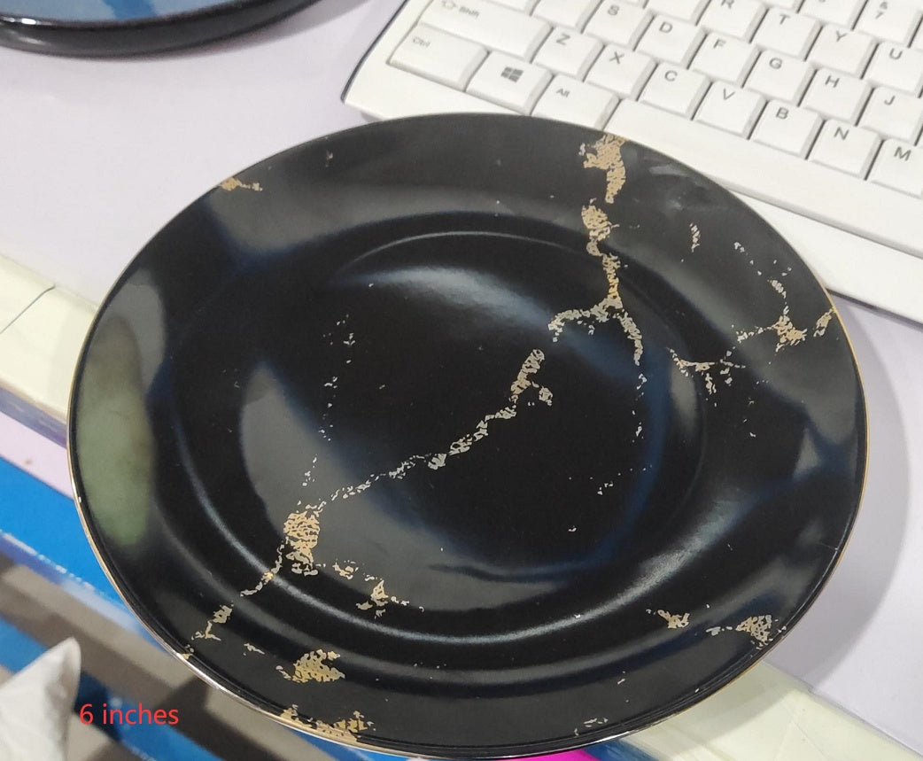 Western Ceramic Steak Plate – High-Temperature Fired Porcelain with Gold Trim