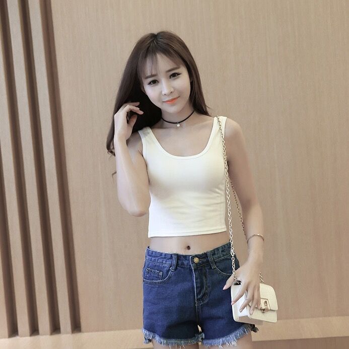 Short navy camisole Women's bottoming shirt