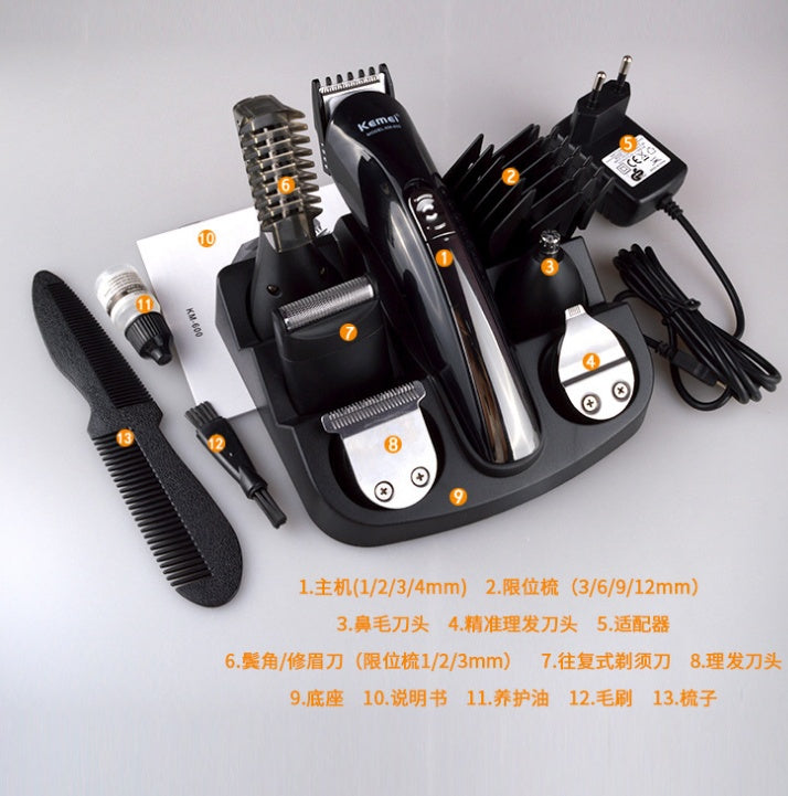 Kemei 6-in-1 Rechargeable Hair Trimmer β All-in-One Grooming Kit for Men