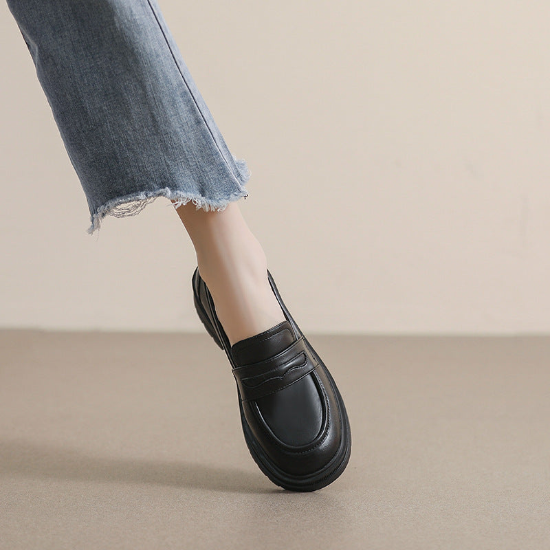 Vintage Leather Loafers for Women π β Height Boost, British Style π¬π§