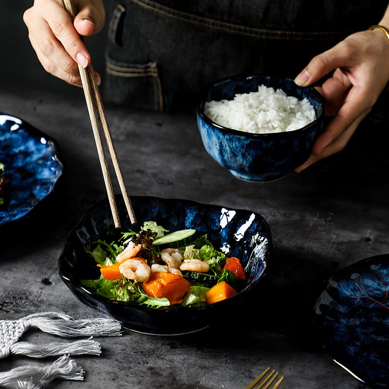 Blue Enchantress Ceramic Tableware Set – Luxury Hotel & Restaurant Plate and Bowl Collection
