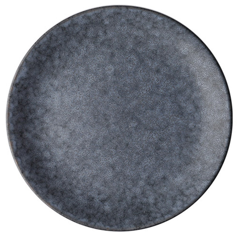 European Retro-Style Ceramic Round Dinner Plate – Flat Color-Glazed Porcelain Tableware