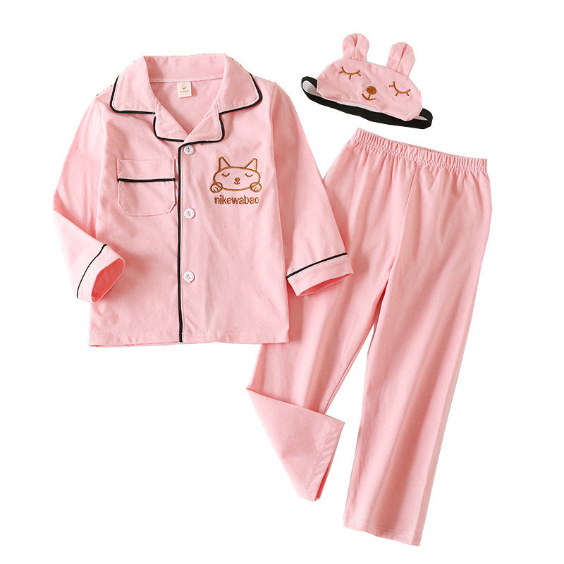 π§π§ Spring & Autumn Kids Homewear Set β Eye Mask Long Sleeve Pajamas