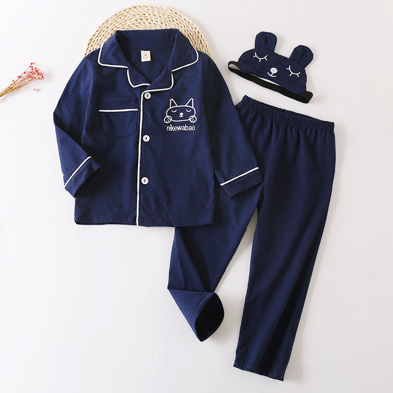 π§π§ Spring & Autumn Kids Homewear Set β Eye Mask Long Sleeve Pajamas