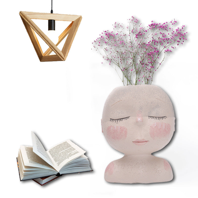 Ins Creative Art Sculpture Doll Flower Pot