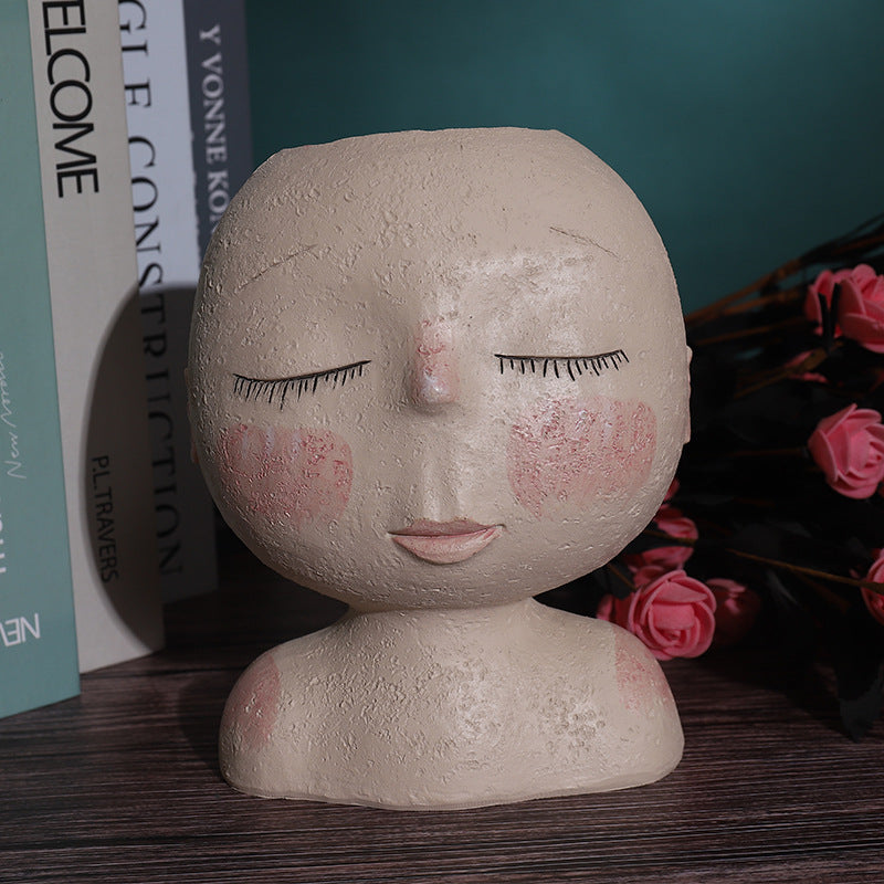 Ins Creative Art Sculpture Doll Flower Pot