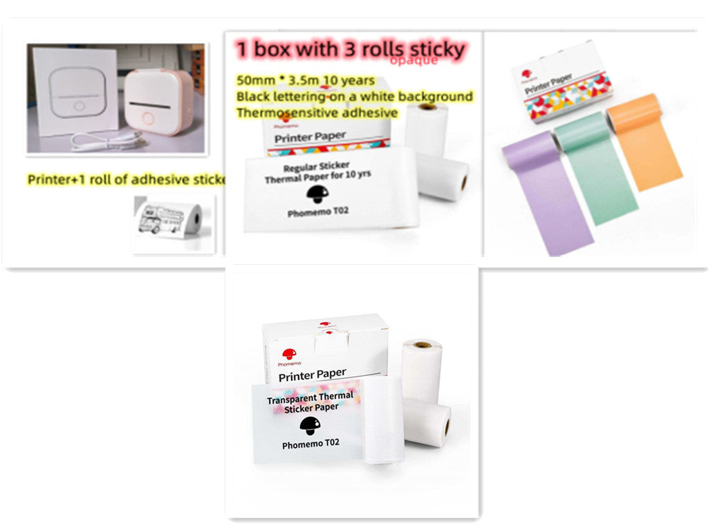 Phomemo T02 Mini Bluetooth Thermal Printer – Inkless Label & Photo Printer for iOS/Android