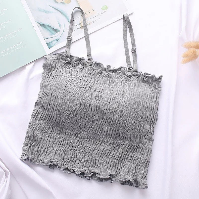 Wrinkled Chest-wrapped Beautiful Back Tube Top Vest Women