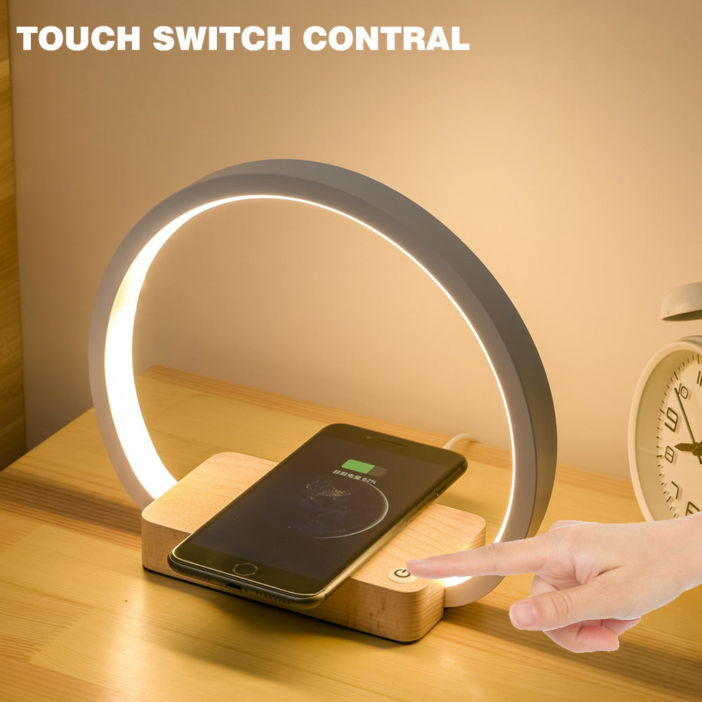 Multifunctional Wireless Charging Table Lamp β Metal Shade, USB Powered, Eye Protection, Creative Bedside Light