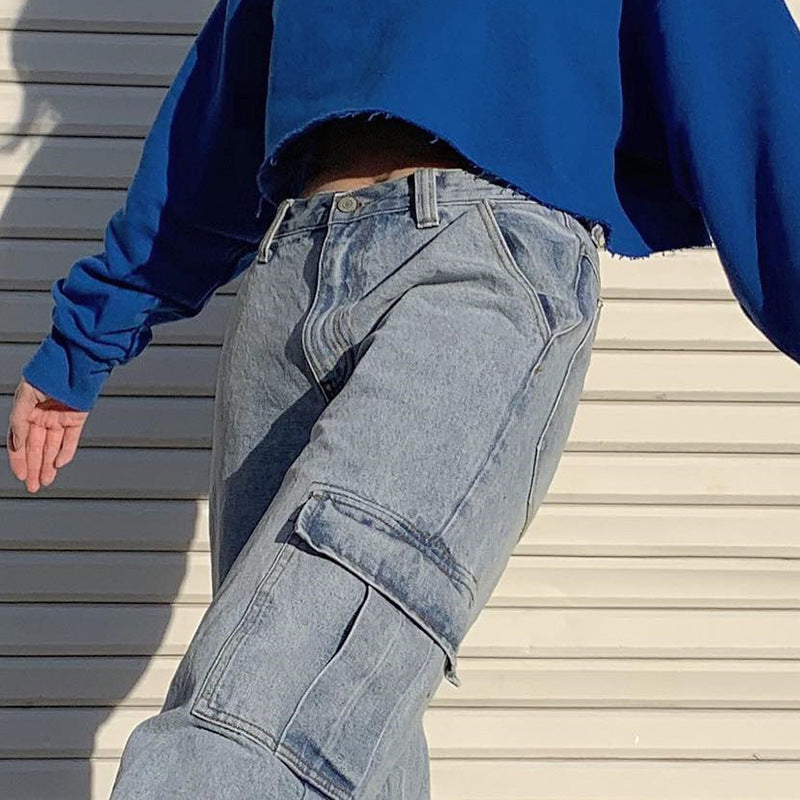 High Waist Wide-Leg Denim Trousers – Casual & Comfortable Fit