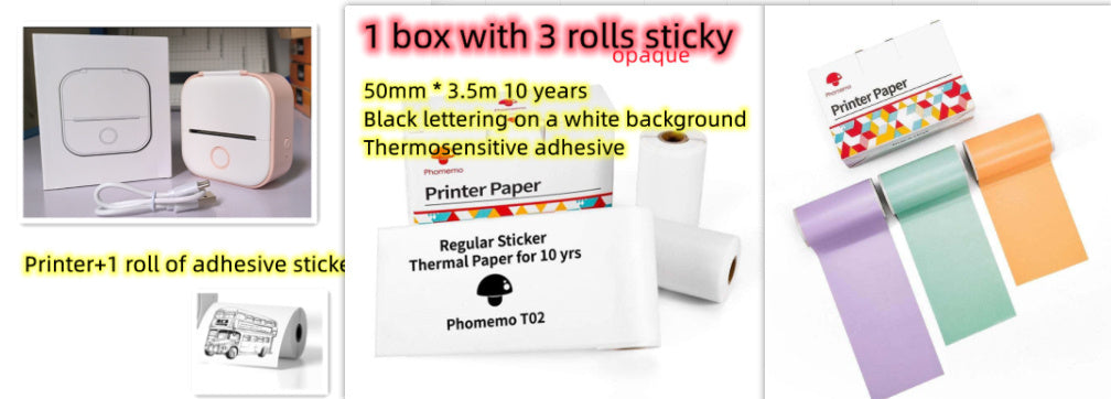 Phomemo T02 Mini Bluetooth Thermal Printer – Inkless Label & Photo Printer for iOS/Android