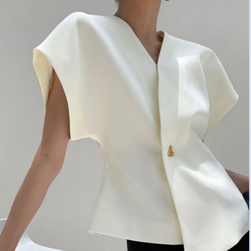 Women's French Style Vest Suit Top – Elegant & Chic
