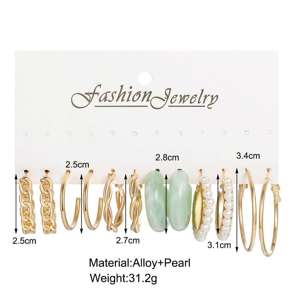 Acrylic C Type Earring Chain Earring Set - Odyssey