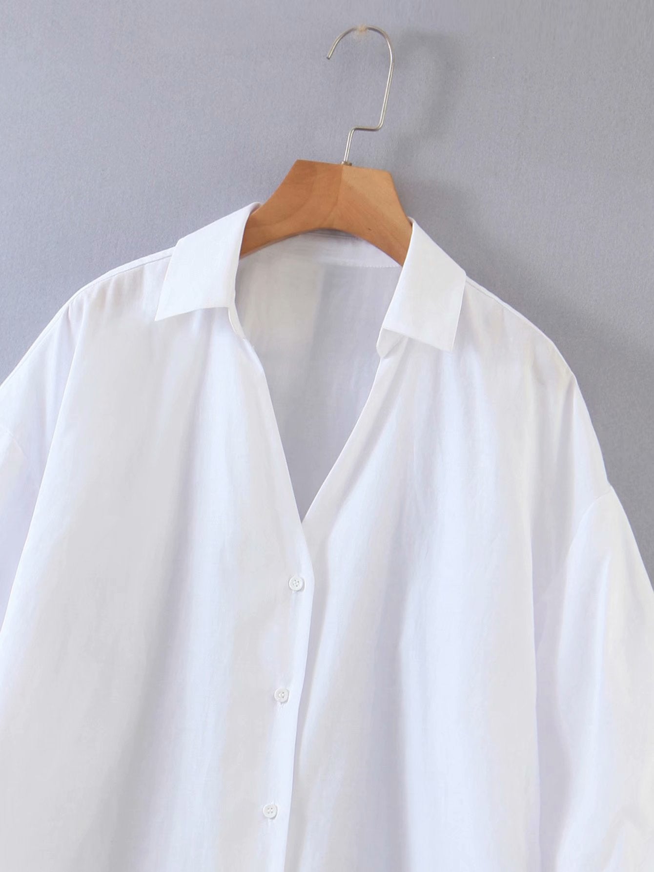 Women's Solid Balloon Sleeve Poplin Shirt Top