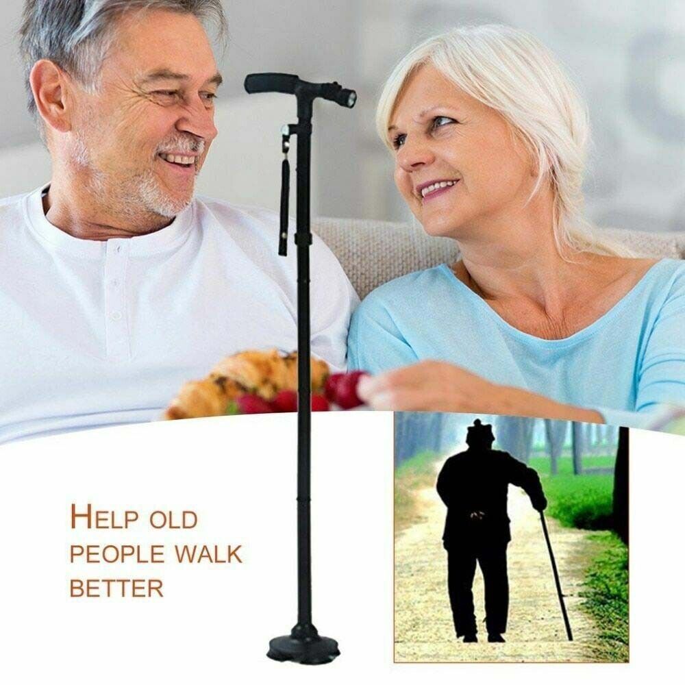 Collapsible Safety LED Walking Stick Adjustable Travel Hiking Cane Trekking Pole