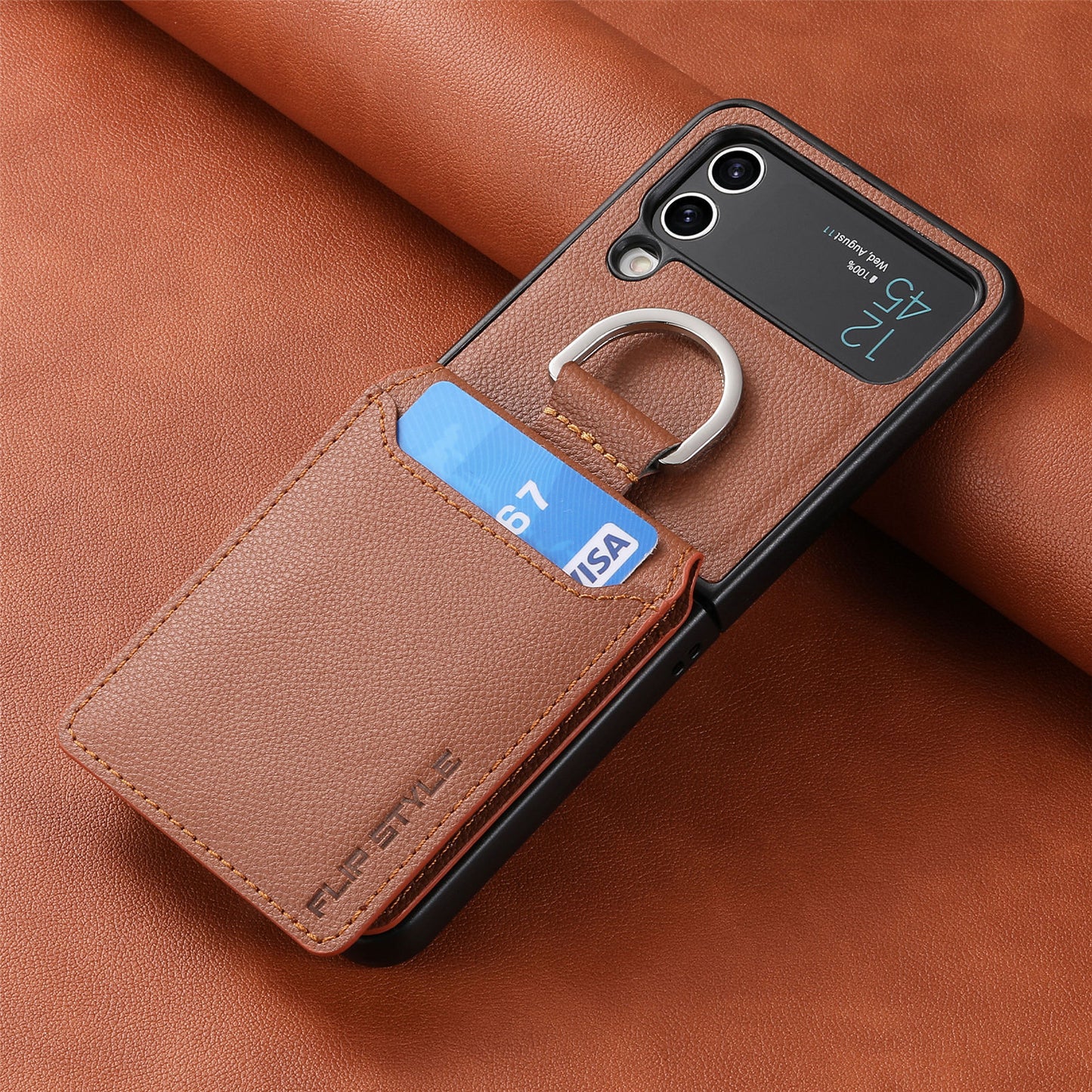Multifunctional Solid Color Ring Phone Case – For Samsung Z Flip Series