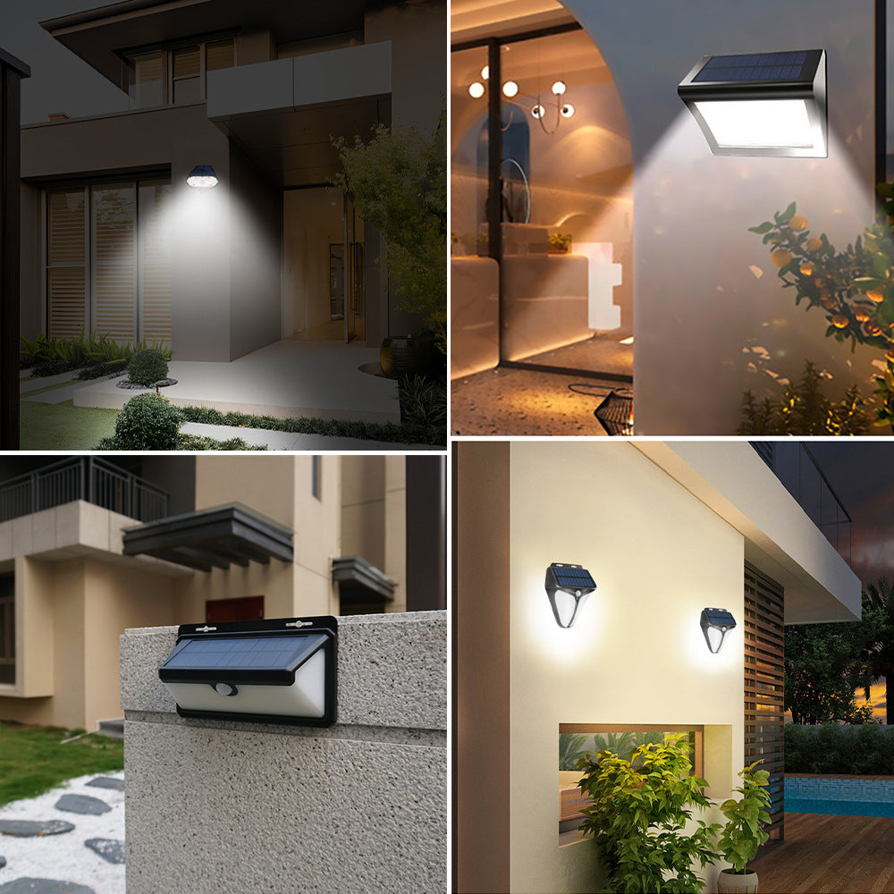 Outdoor Solar Courtyard Human Body Induction Wall Lamp Intelligent Light Sense Garden Villa Balcony Exterior Wall
