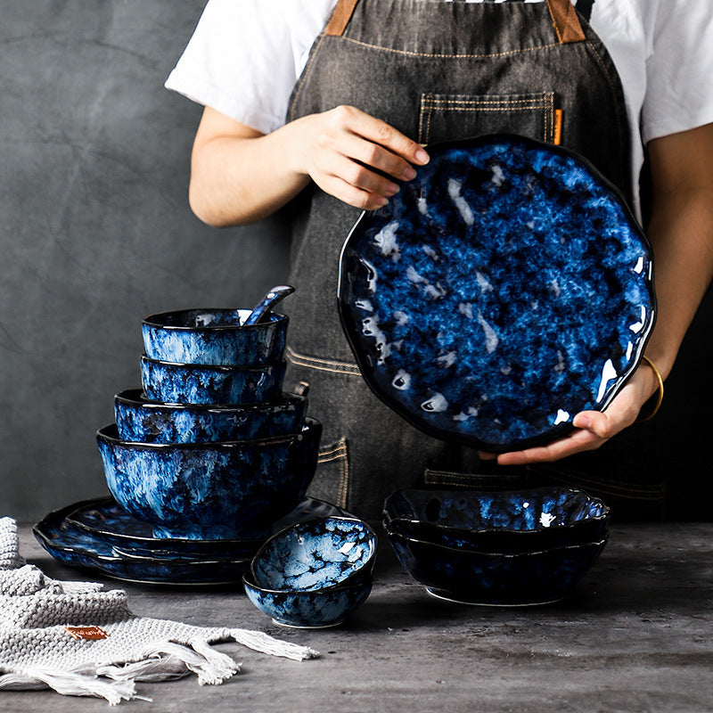 Blue Enchantress Ceramic Tableware Set – Luxury Hotel & Restaurant Plate and Bowl Collection