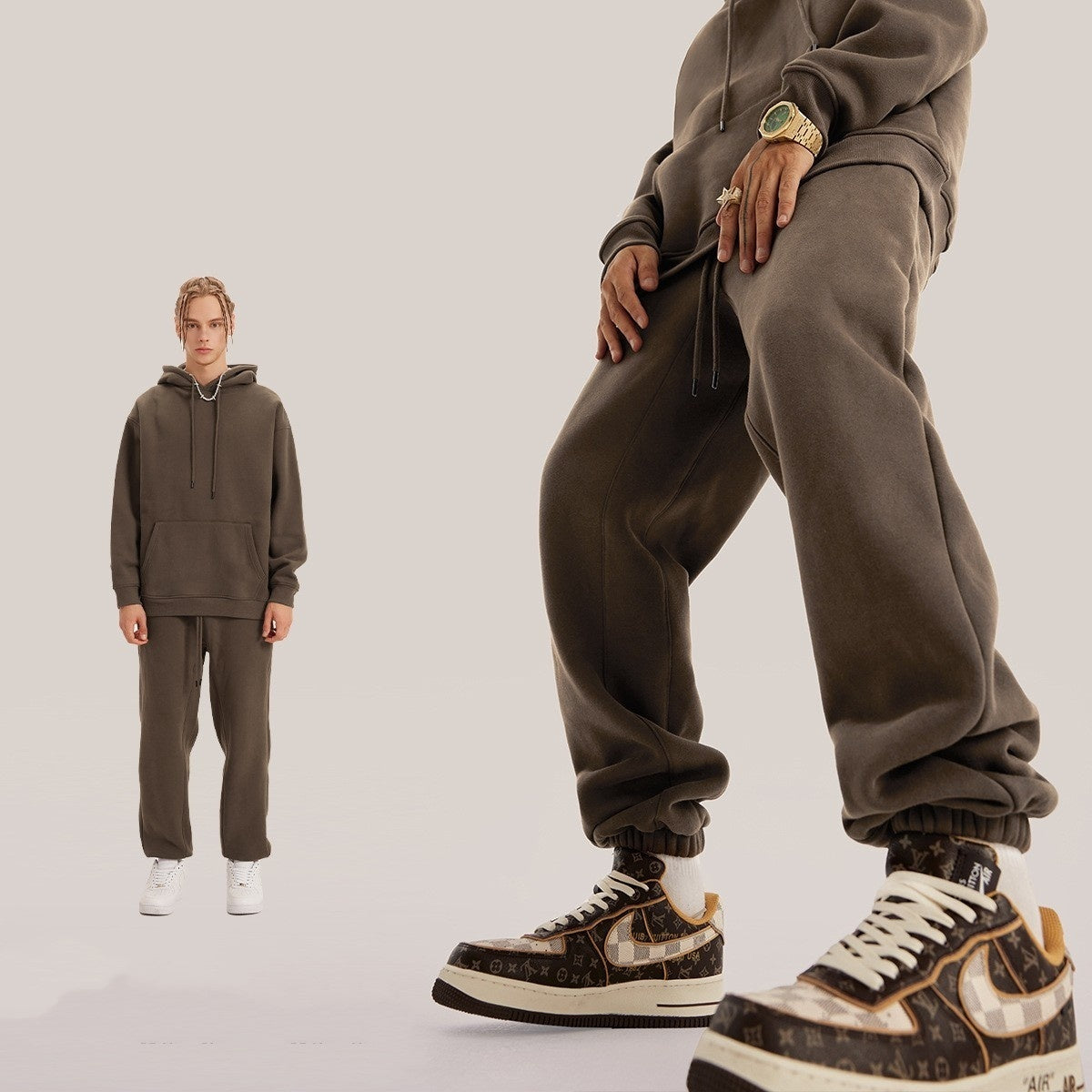 Solid Color Casual Velvet Sweatpants β Men's Ankle Banded Pants