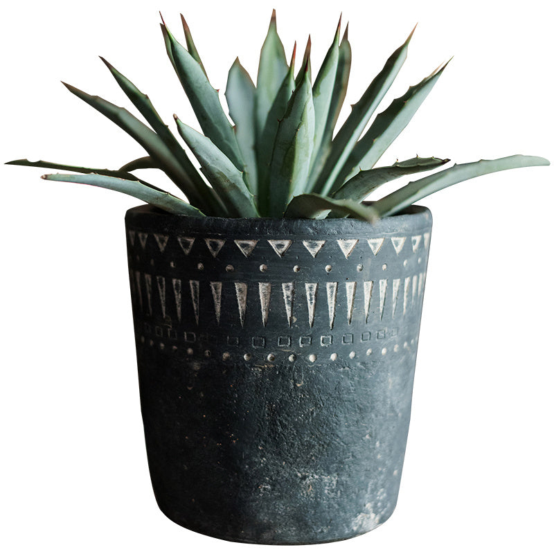 Black pottery cement decorative flower pot
