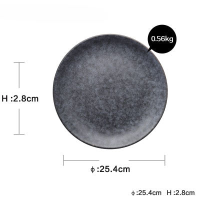 European Retro-Style Ceramic Round Dinner Plate – Flat Color-Glazed Porcelain Tableware