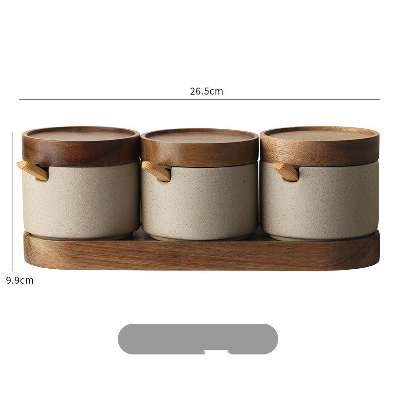 Retro Japanese-Style Ceramic Seasoning Pot – Single, 2-Piece, or 3-Piece Earthenware Set