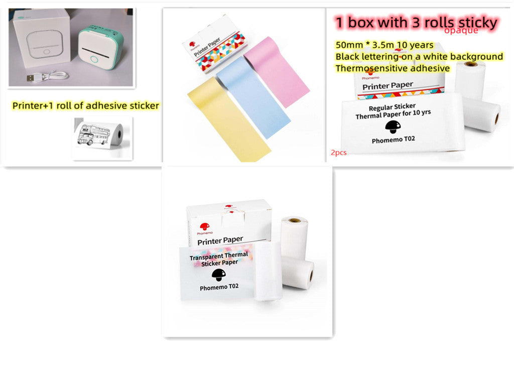 Phomemo T02 Mini Bluetooth Thermal Printer – Inkless Label & Photo Printer for iOS/Android