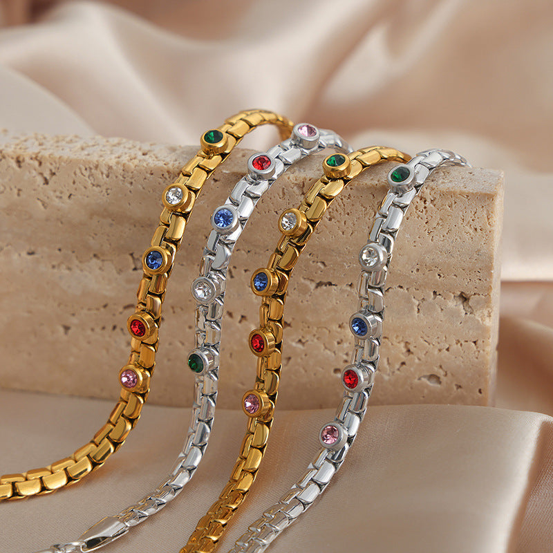 Light Luxury Personality Titanium Steel Diamond Titanium Steel Gold-plated Bracelet