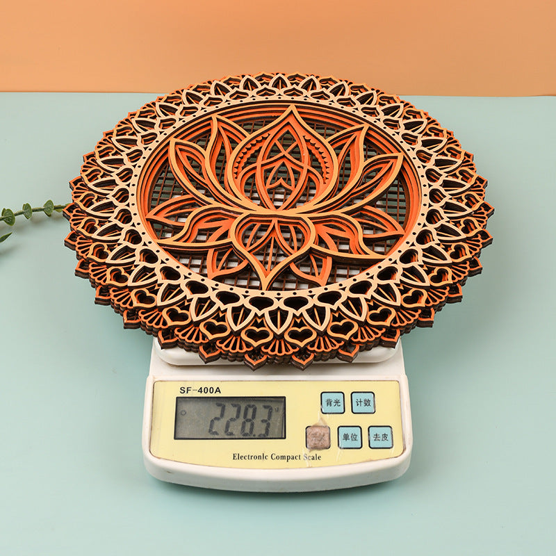 Wooden Mandala Lotus 5-layer Stitching Pendant Small Ornaments
