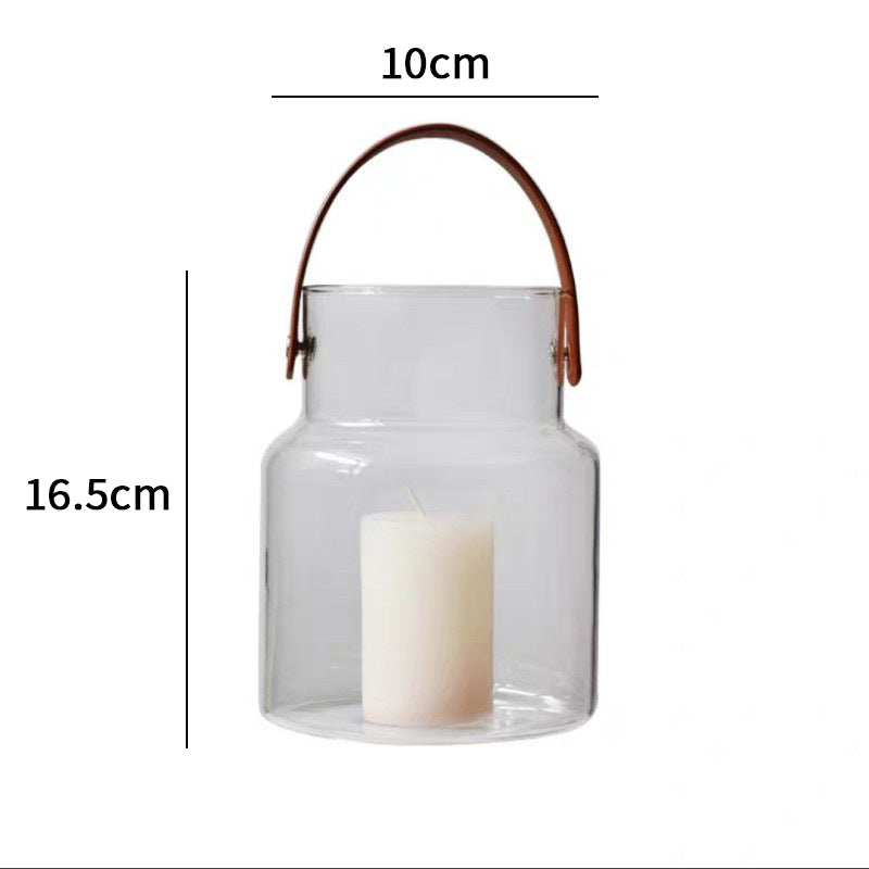 Home Leather Portable Glass Vase
