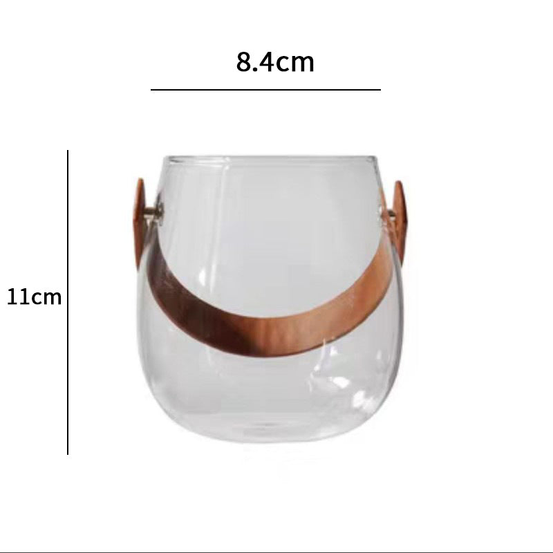 Home Leather Portable Glass Vase