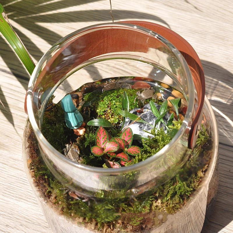 Home Leather Portable Glass Vase
