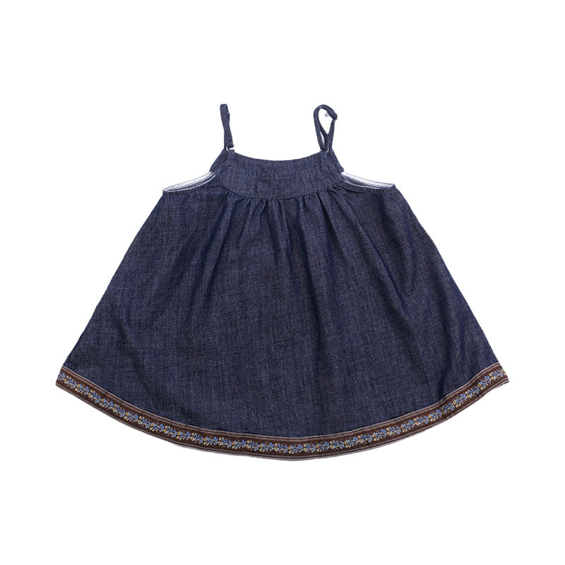 π§ New Retro Patchwork Jean Sun-top β Fashionable Sleeveless Vacation Style for Girls