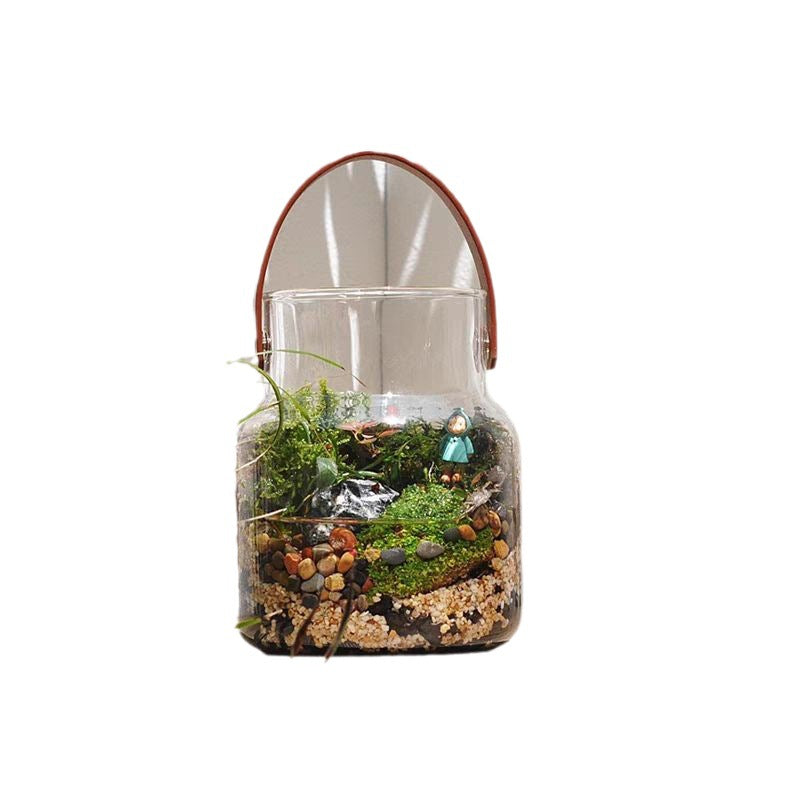 Home Leather Portable Glass Vase