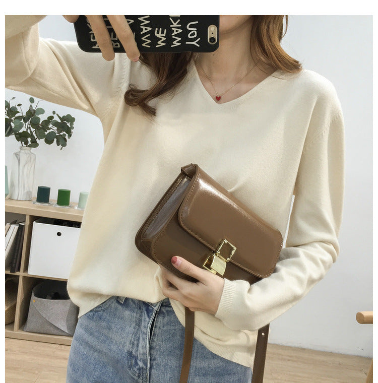 Loose Slimming V-neck Long-sleeved Sweater – Fresh & Sweet Korean Style