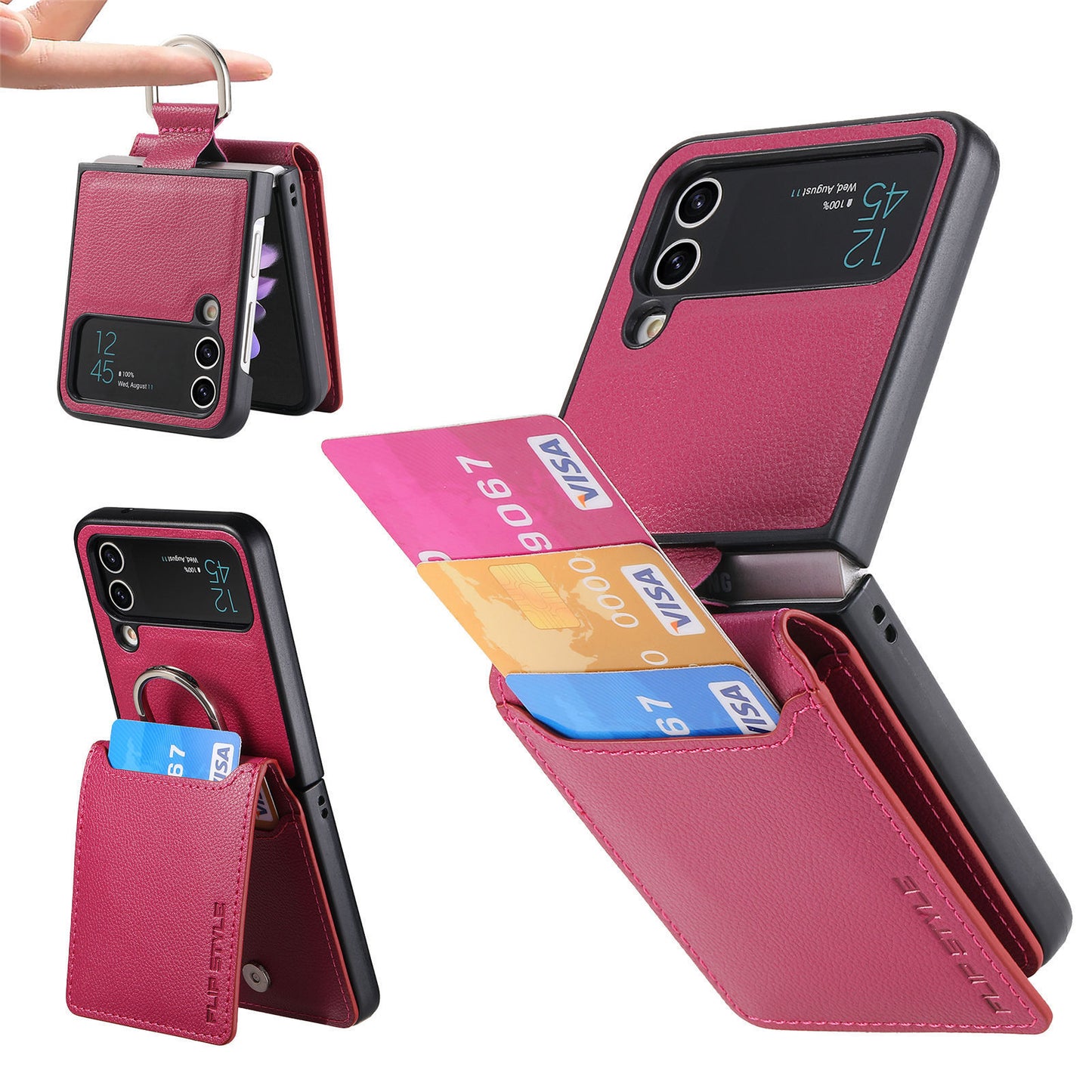 Multifunctional Solid Color Ring Phone Case – For Samsung Z Flip Series