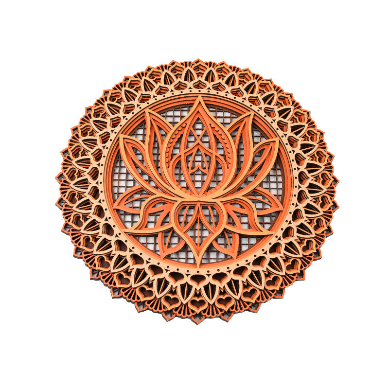 Wooden Mandala Lotus 5-layer Stitching Pendant Small Ornaments