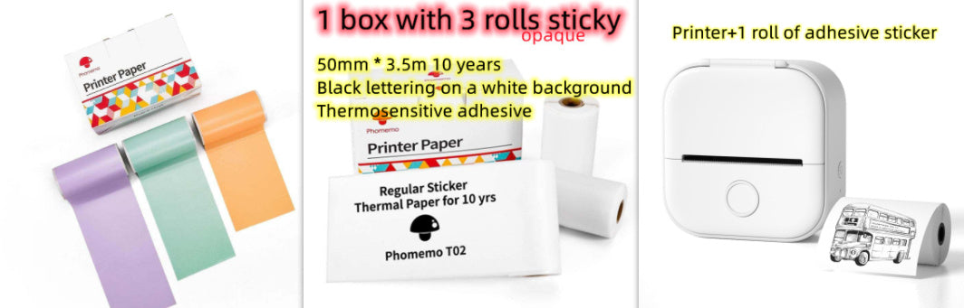 Phomemo T02 Mini Bluetooth Thermal Printer – Inkless Label & Photo Printer for iOS/Android