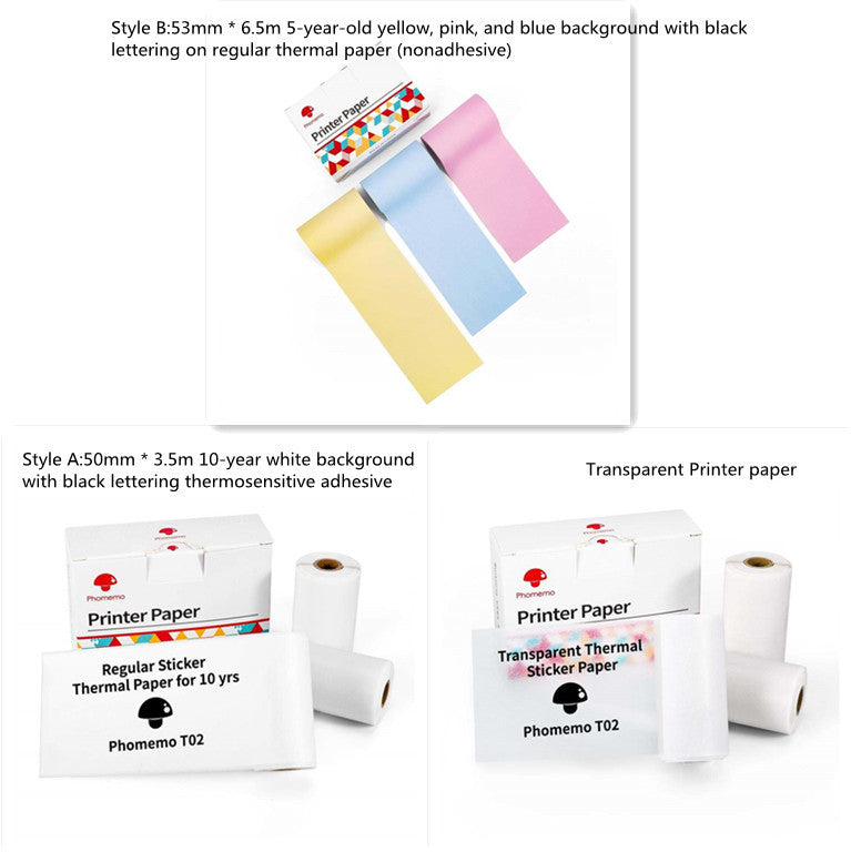 Phomemo T02 Mini Bluetooth Thermal Printer – Inkless Label & Photo Printer for iOS/Android