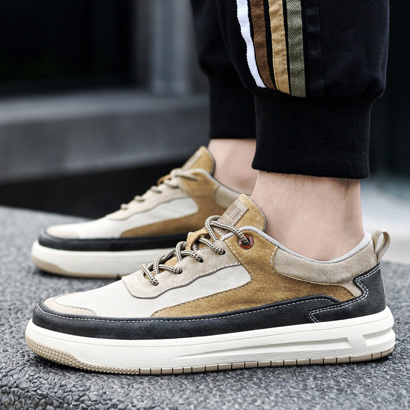 Men’s Retro Low-Top Sneakers – Flat, Pigskin Leather