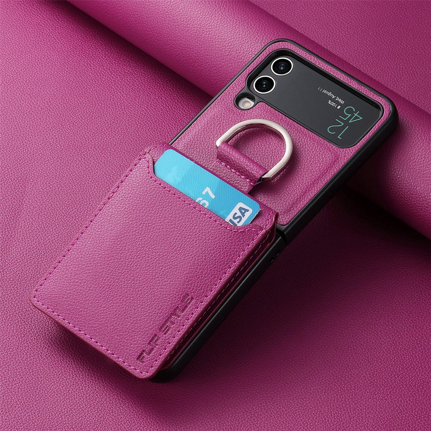 Multifunctional Solid Color Ring Phone Case – For Samsung Z Flip Series
