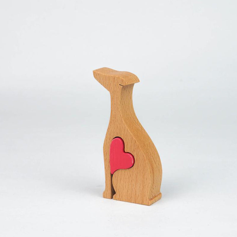 Dog Heart-shaped Wooden Crafts Furnishings Home