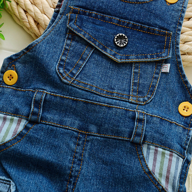 π Kids Strap Jeans β Unisex Cotton Suspender Pants
