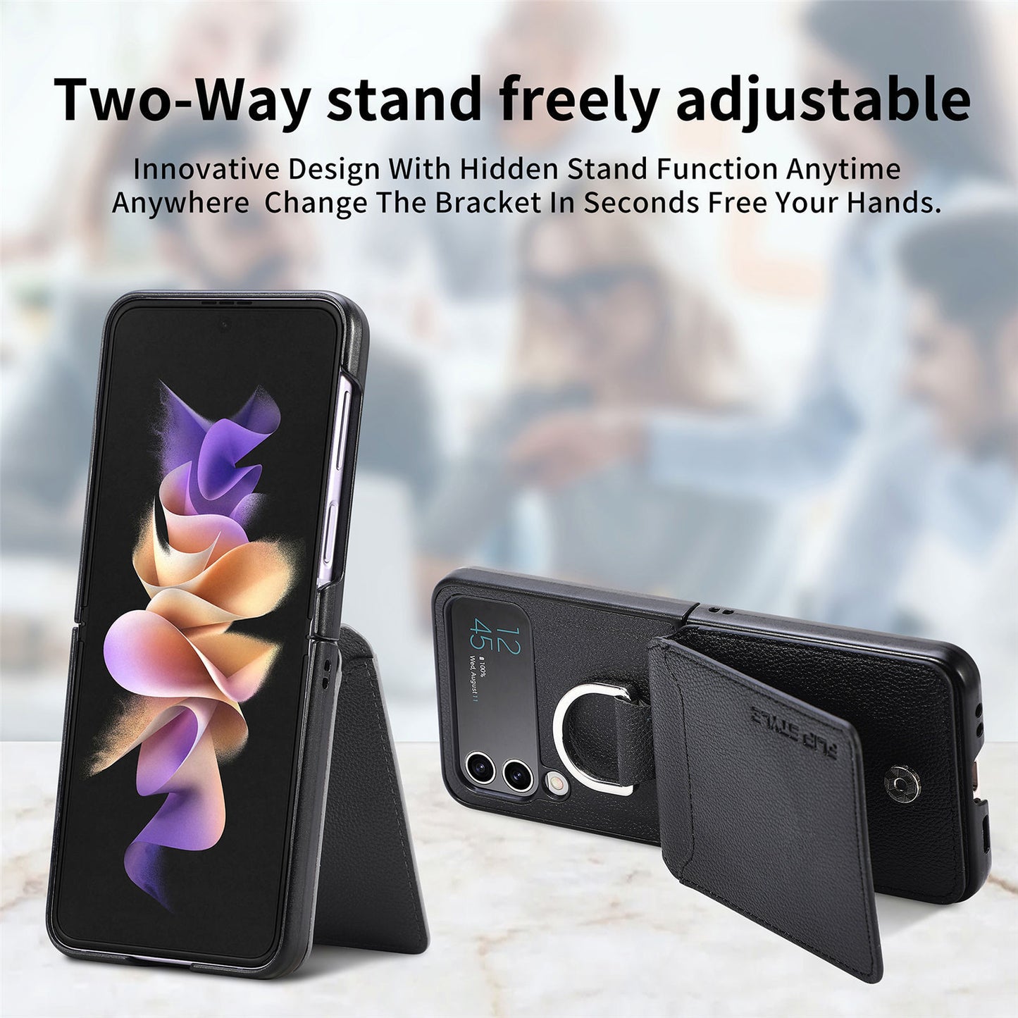 Multifunctional Solid Color Ring Phone Case – For Samsung Z Flip Series