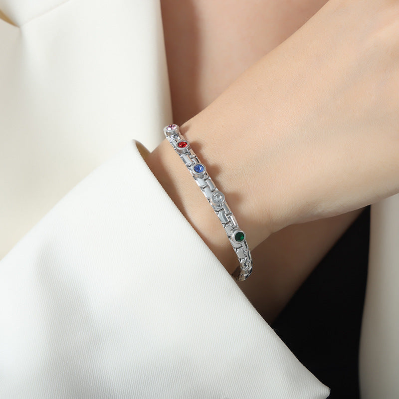 Light Luxury Personality Titanium Steel Diamond Titanium Steel Gold-plated Bracelet