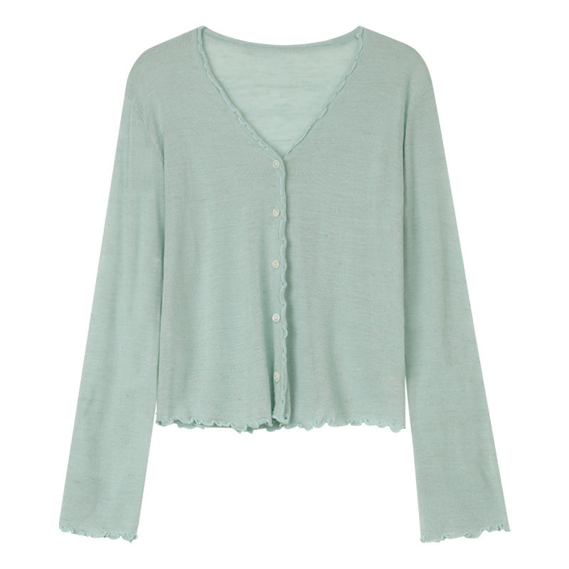 Tree Fungus-like Lacework Knitted Button Cardigan