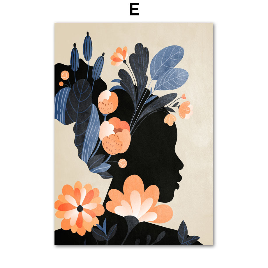 Abstract Girl Canvas Wall Art – Modern Frameless Home Decor for Living Room