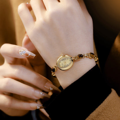 Natural Tiger Eye Premium Women's Watch – Elegant Vintage Gold Fashion Timepiece