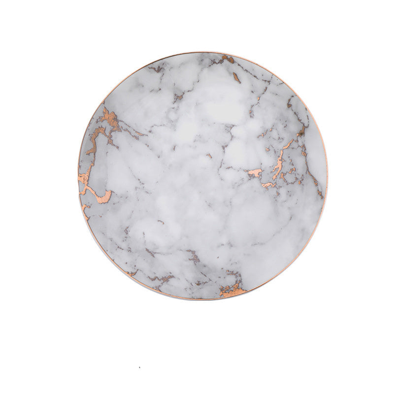 Western Ceramic Steak Plate – High-Temperature Fired Porcelain with Gold Trim