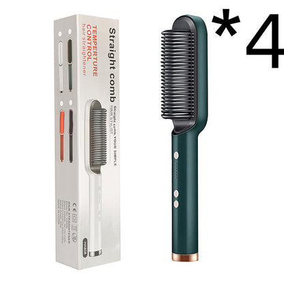2-in-1 Hair Straightener & Curling Hot Comb – Negative Ion Ceramic Brush | Dual-Purpose Styling Tool